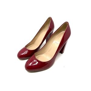 J.Crew Womens Etta Red Patent Leather Round Toe Block Heel Pumps Shoes Italy 9